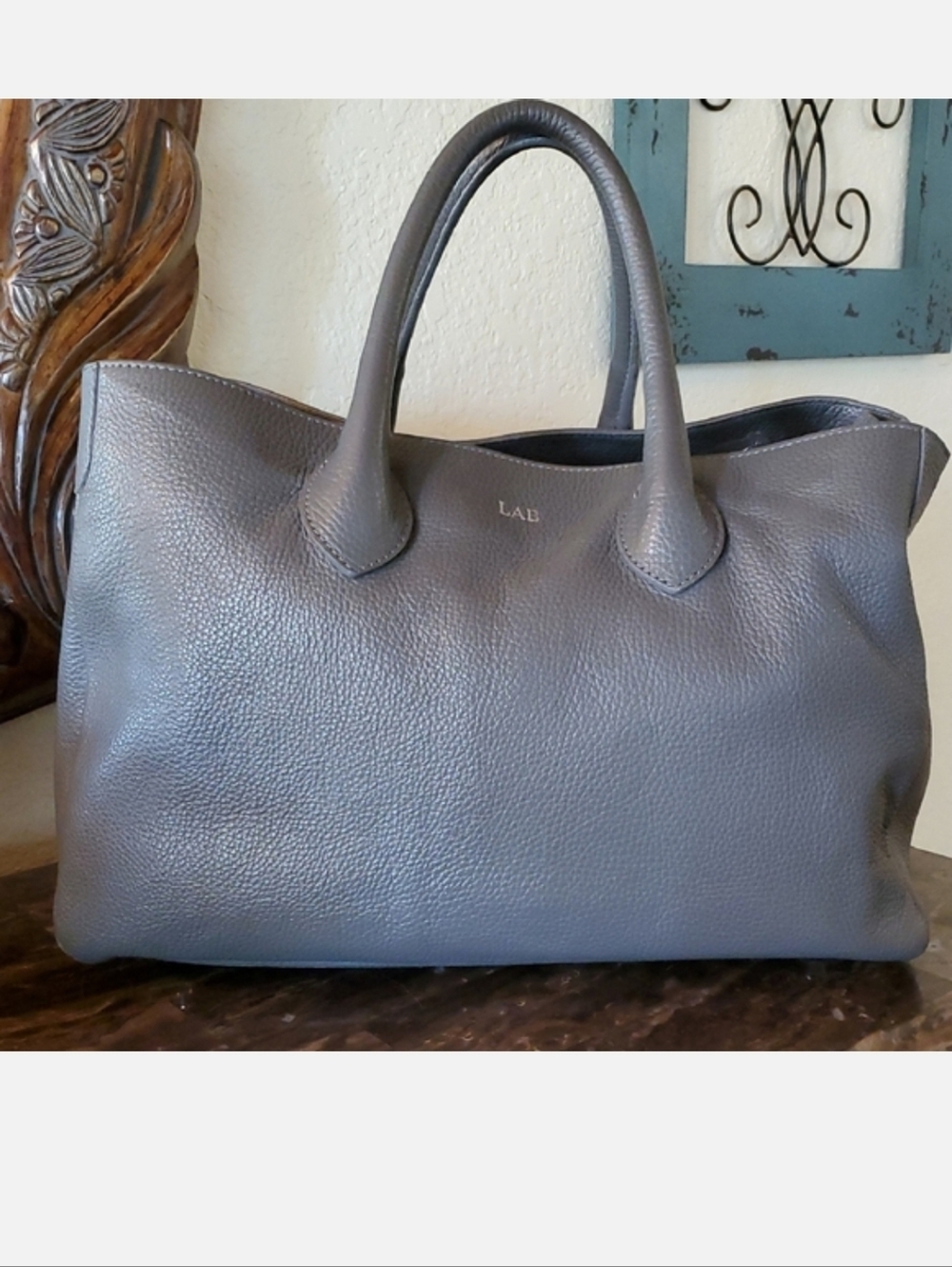 Mark & Graham Gray Leather Satchel Tote